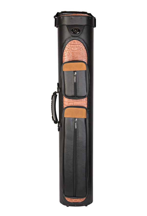 ASKA Hard 3x5 Pool Cue Case, black with brown accents, front view. C35P