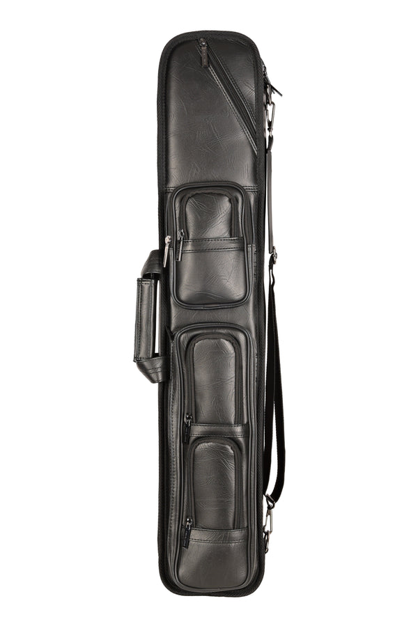 ASKA LS48BLK black soft leatherette billiard cue case exterior view