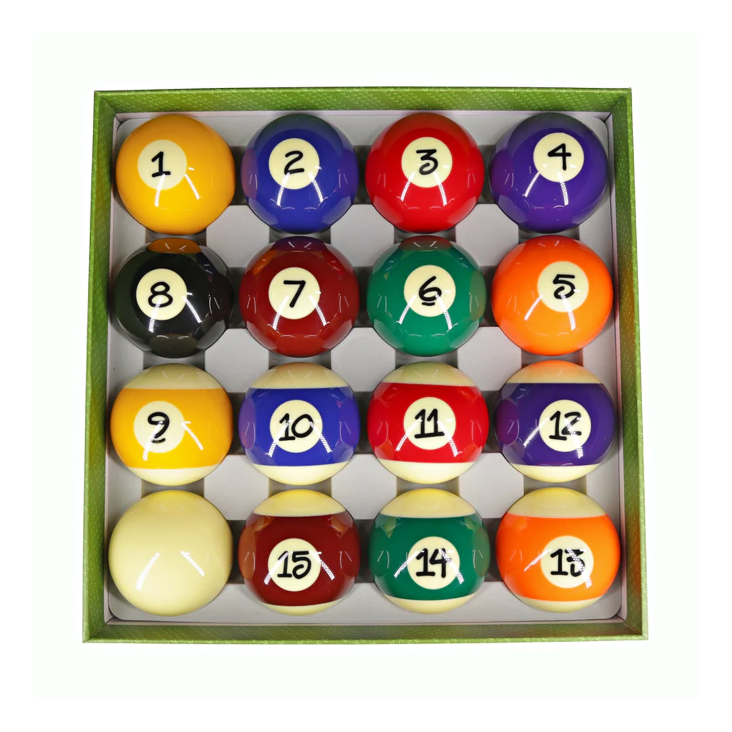 Aska Billiards Grade A Pool Boston Numbered Balls Set, 16 Balls Including a Cue Ball, 2 1/4 inch, PB17 billiard pool cue stick by ASKA