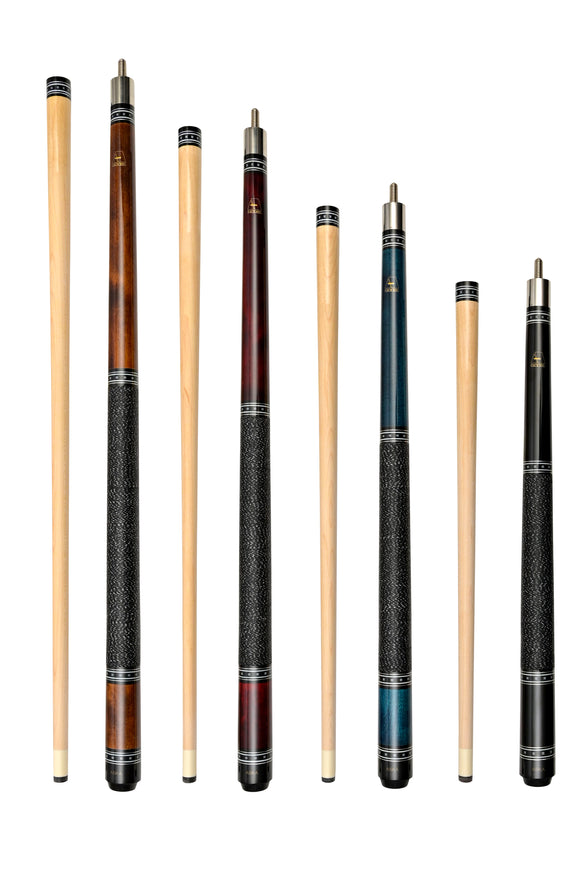Aska Set of 4 Short Kids Pool Cue Sticks L9CS, Stained Maple, Canadian Hardrock Maple Shaft, 13mm Tip, Mixed Lengths 36