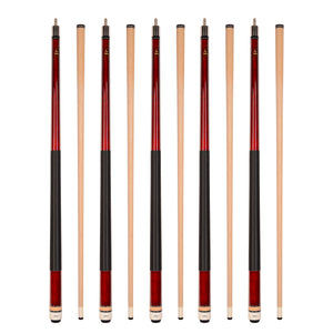 Set of 5 RED Aska L2 Billiard Pool Cues, 58" Hard Rock Canadian Maple, 13mm Hard Tip, Mixed Weights, L2S5RD
