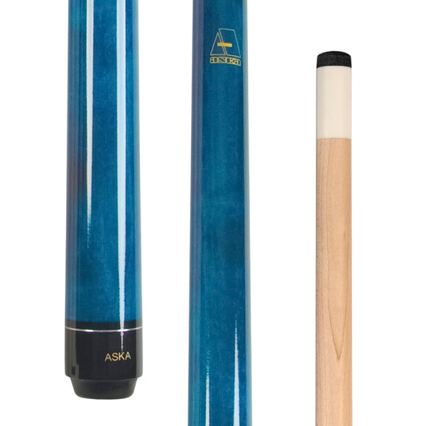 ASKA Blue 36" short pool cue with maple shaft and 13mm tip. LECN36BLU