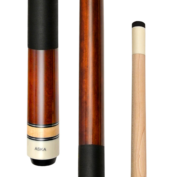 ASKA Brown 52" short pool cue with separate maple shaft. LCS52BRN