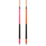 Set of 2 Aska L2 Billiard Pool Cues Pink and Orange, 58" Hard Rock Canadian Maple, 13mm Hard Leather Tip, L2S2PNKORG