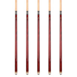 Set of 5 Aska L3 Red Pool Cue Sticks, 58", 13mm Tip, Hard Rock Canadian Maple Shaft, Wrapless, L3S5RD