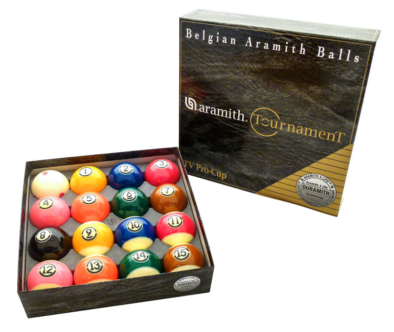 Aramith Tournament TV Duramith Billiard Ball Set, 2-1/4 billiard pool cue stick by ASKA