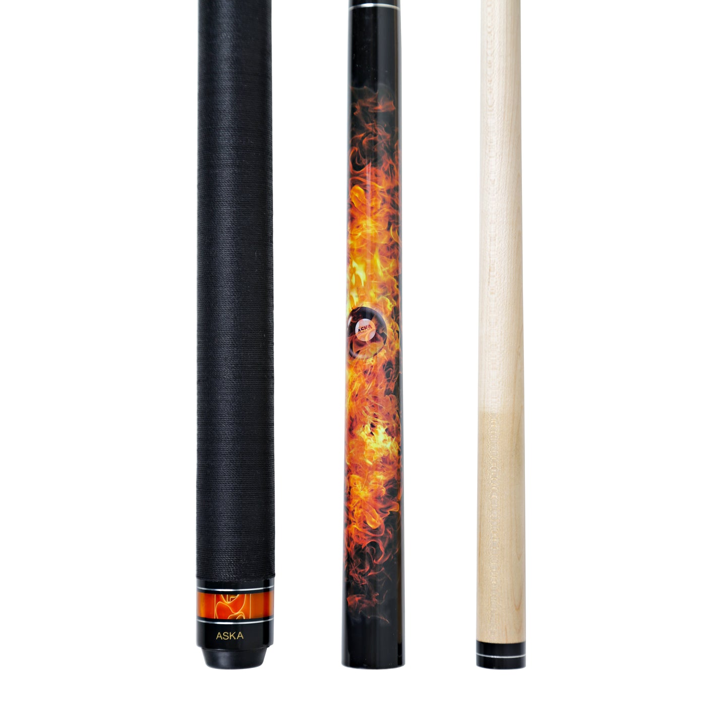 ASKA Jump Break Cue Stick JBC Fireball, 3-Piece Construction, Jump/Break Cue. 13mm Tip, Hard Rock Canadian Maple
