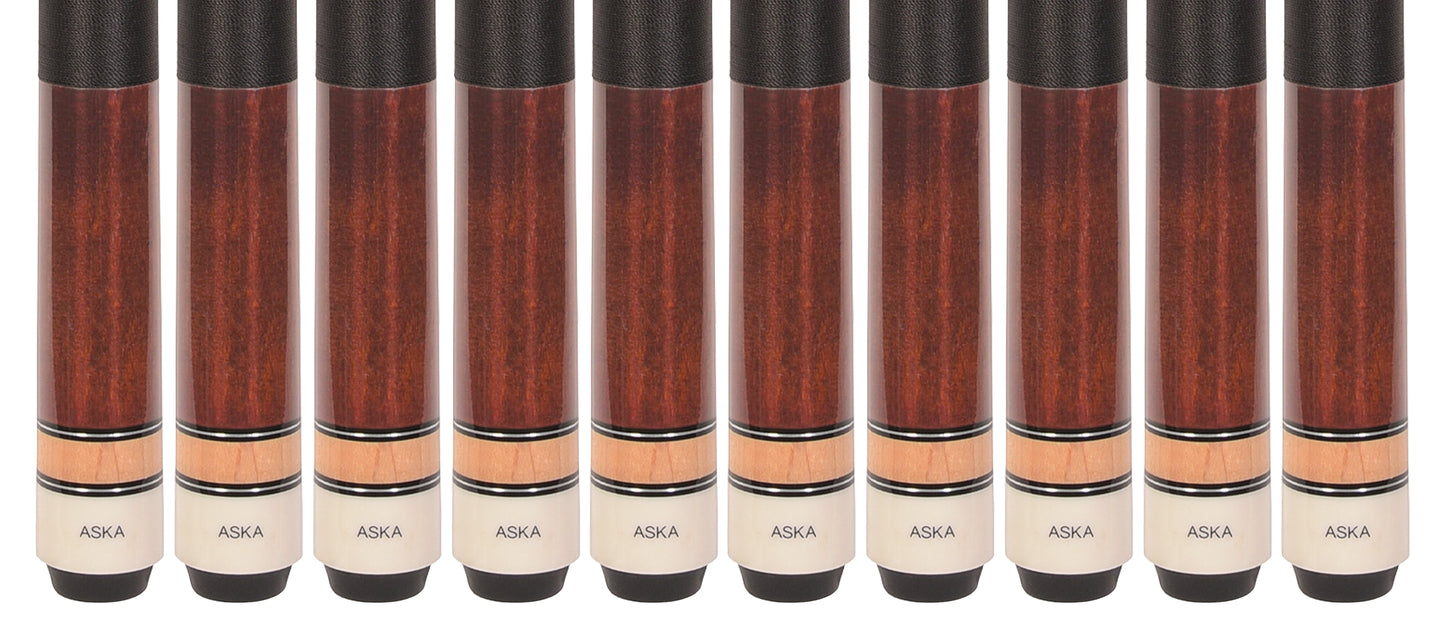 Lot of 10 Mahogany ASKA L2 Billiard Pool Cues, 58