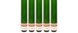 Set of 5 Aska L3 Green Pool Cue Sticks, 58", 13mm Tip, Hard Rock Canadian Maple Shaft, Wrapless, L3S5GRN