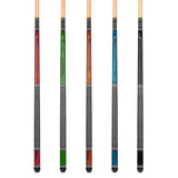 ASKA Set of 5 L9 Pool Cue Sticks 58", 2-Piece Construction, 5/16x18 Joint, Hard Rock Canadian Maple, 13mm Hard Glued On Tip, Mixed Weights and Colors, L9S5