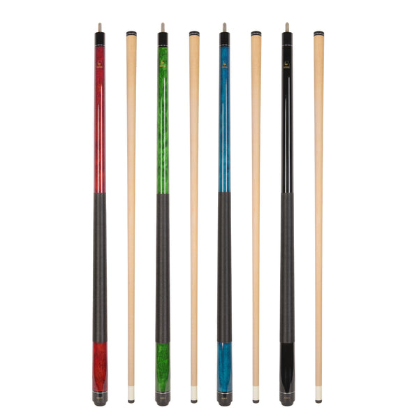 ASKA LEC4 Set of Pool Sticks in four distinct colors.