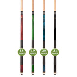 ASKA Set of 4 Pool Cue Sticks 58", 2-Piece Construction, 5/16x18 Joint, Hard Rock Canadian Maple, L25S4