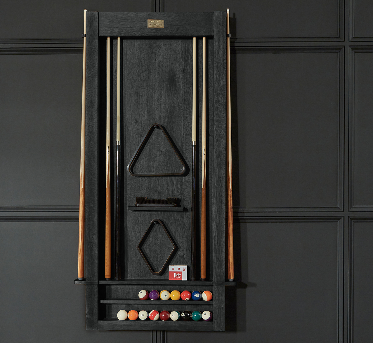 Alta Wall Mounted Cue Rack 6 (Black Ash) (ALTAWALLRACK6-BA)