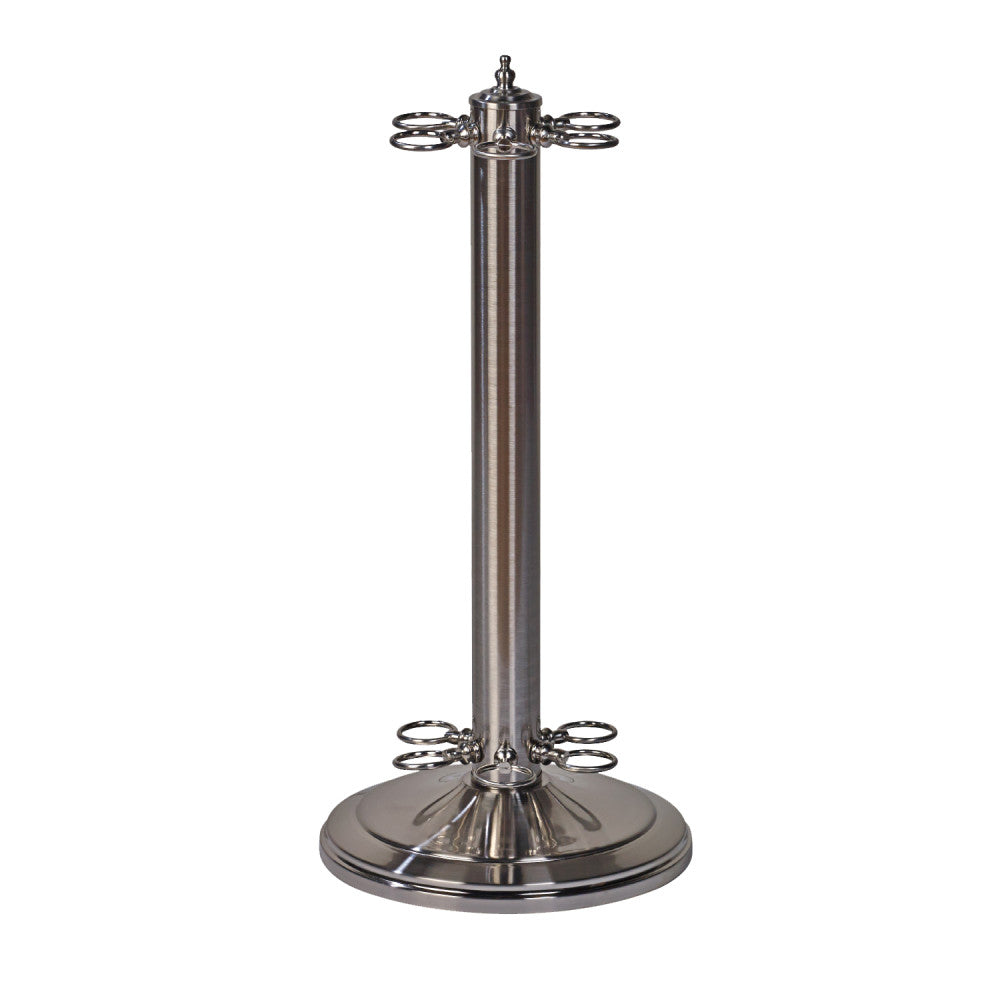 HJ Scott 6-Cue Metal Floor Rack - Brushed Chrome