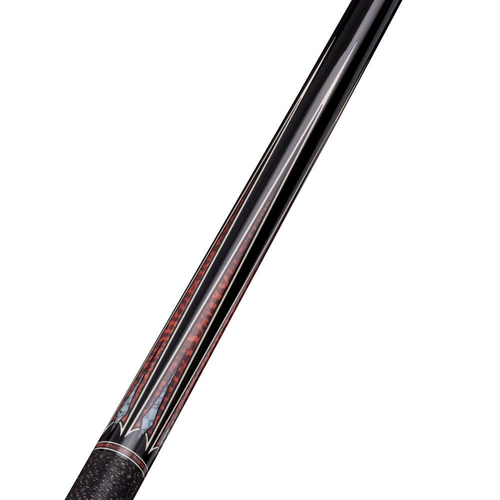 Detailed view of the Serpent's Edge cue's forearm design.