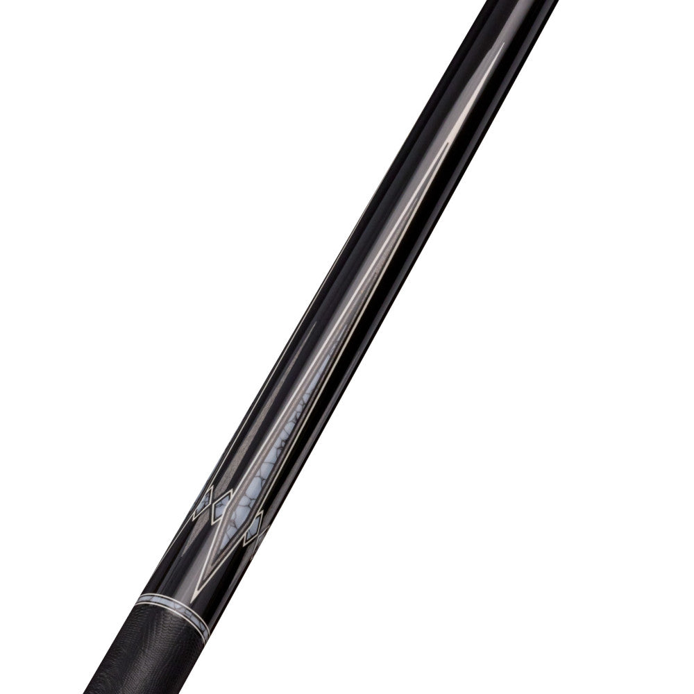 Detail of the pool cue shaft with inlay pattern and joint ring