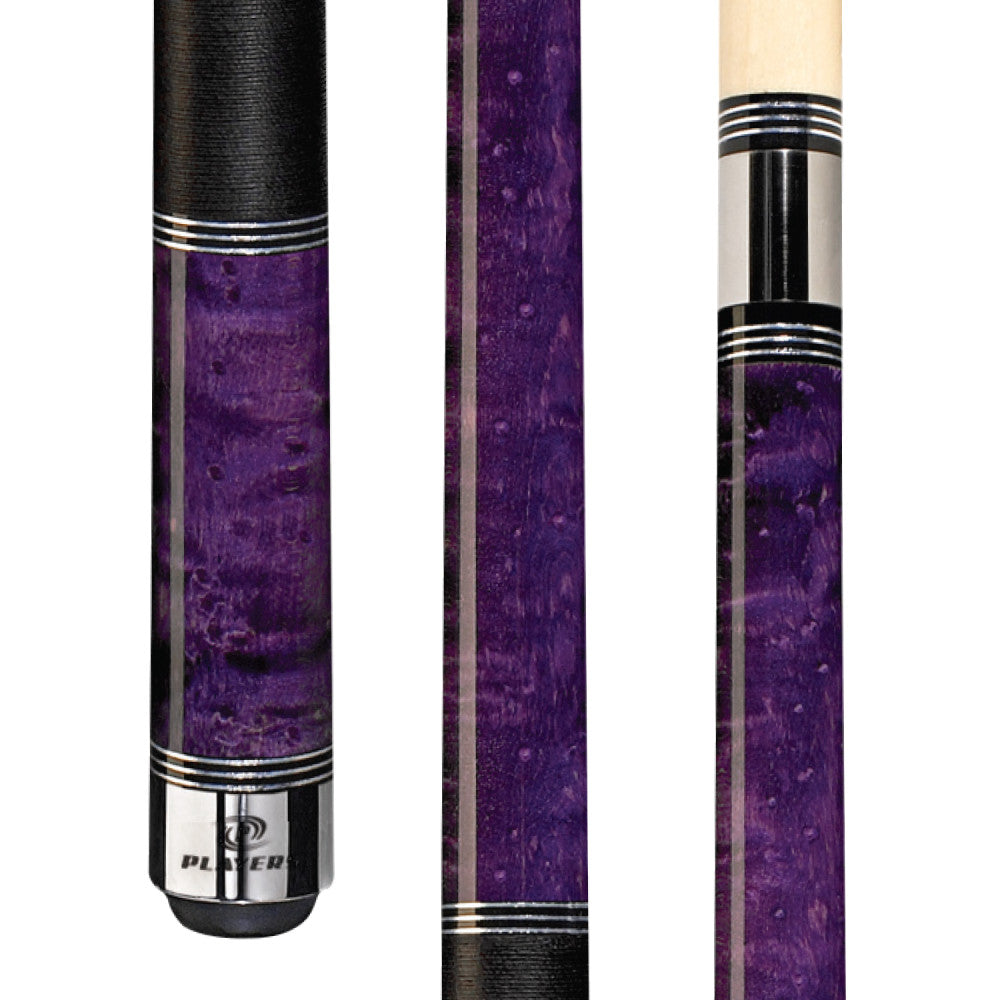 Players C-965 Purple Birdseye Maple Cue | 2-Piece Irish Linen Wrap