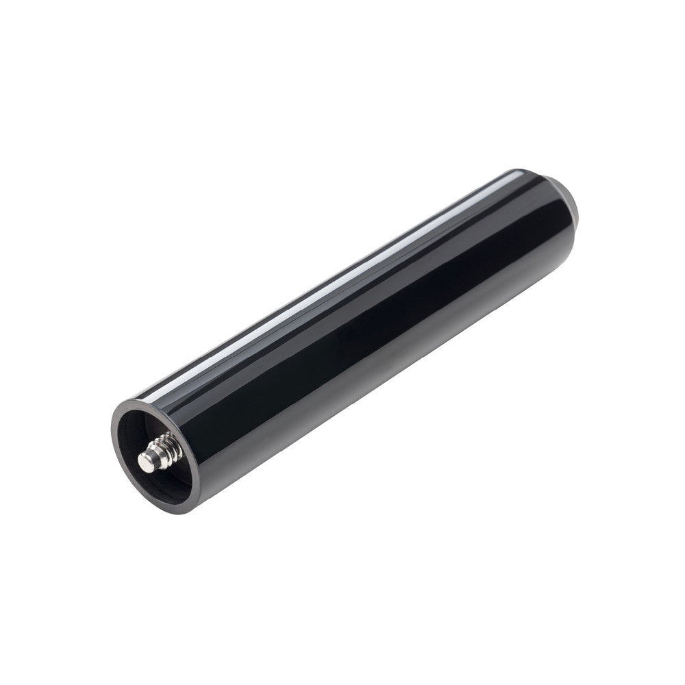 Close-up view of the threaded end of a pool cue extension.