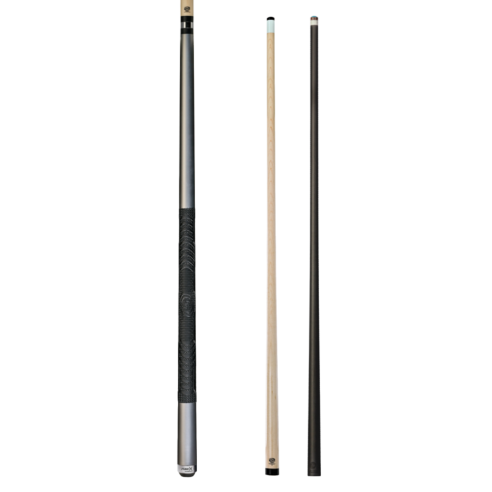 Pure X Matte Silver Cue with MZ Grip 2 Shaft Bundle - 12.5mm