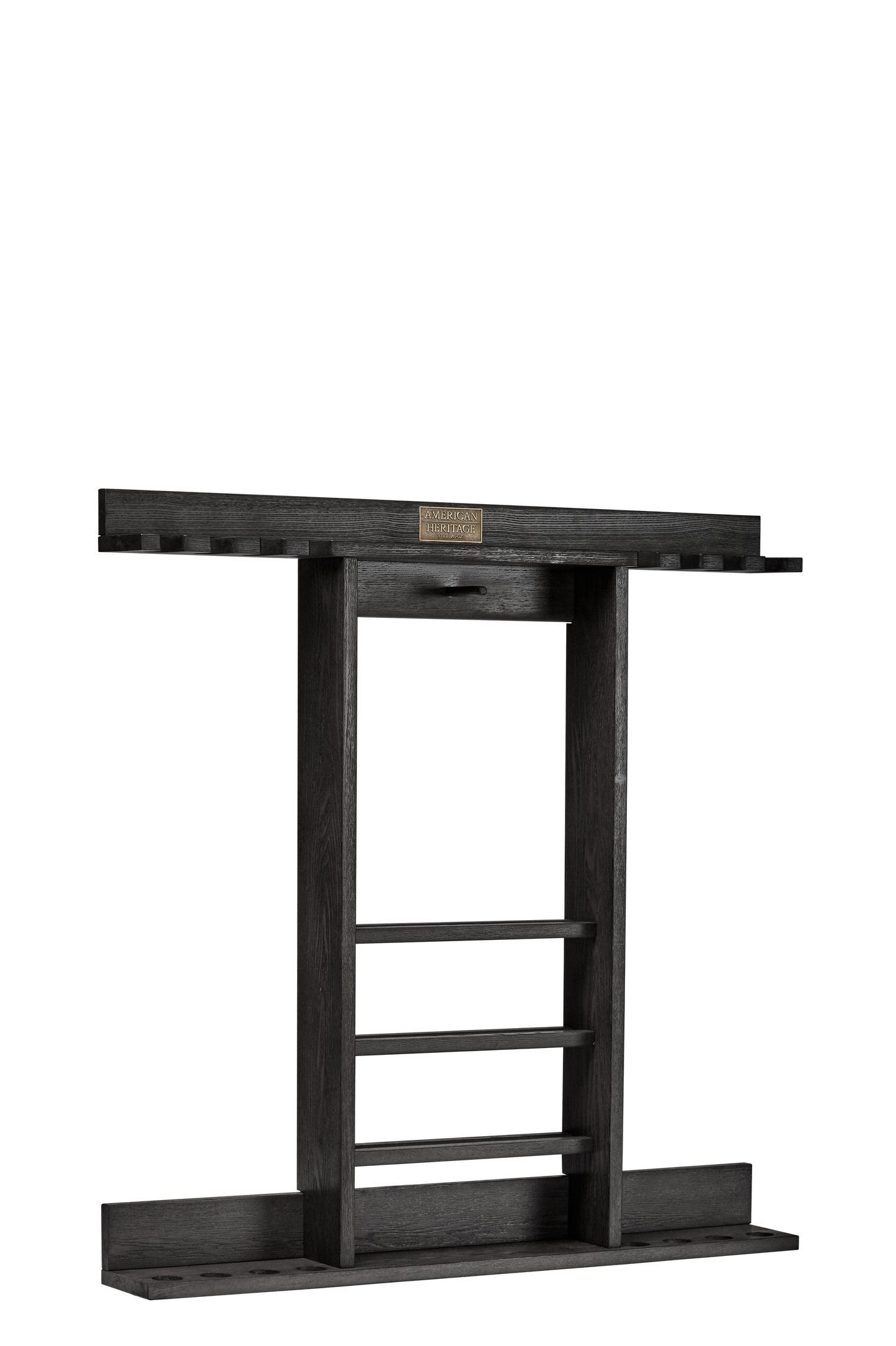 Rear structural view displaying frame assembly and shelf supports