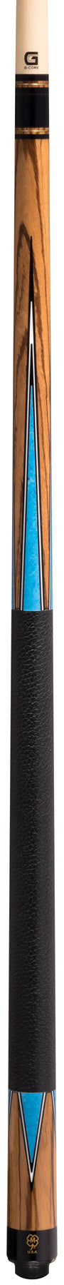 McDermott G1002 Zebrawood Pool Cue with Blue Denim Points
