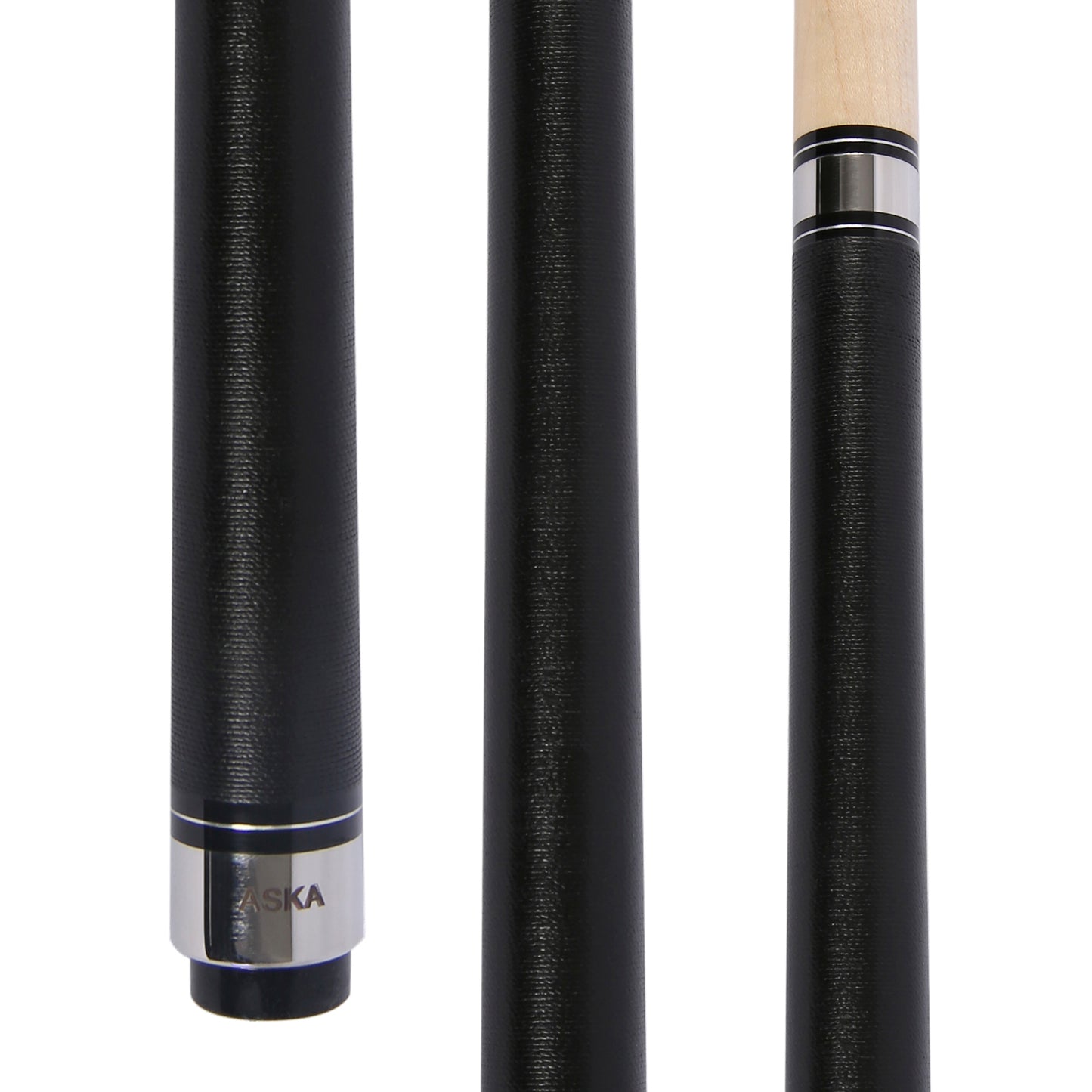 Jump cue butt and shaft sections with silver accents