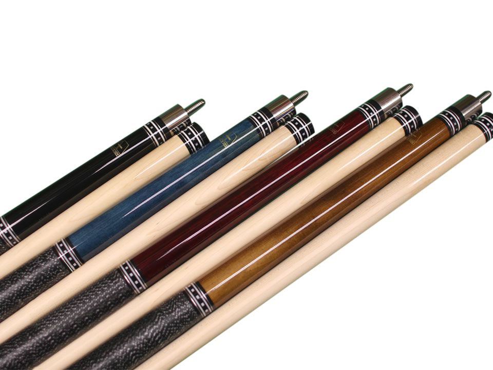Set of 4 Short Pool Cues – ASKA Irish Linen Wrap Cue Set with Ring Design for Game Rooms (L9CS) billiard pool cue stick by ASKA