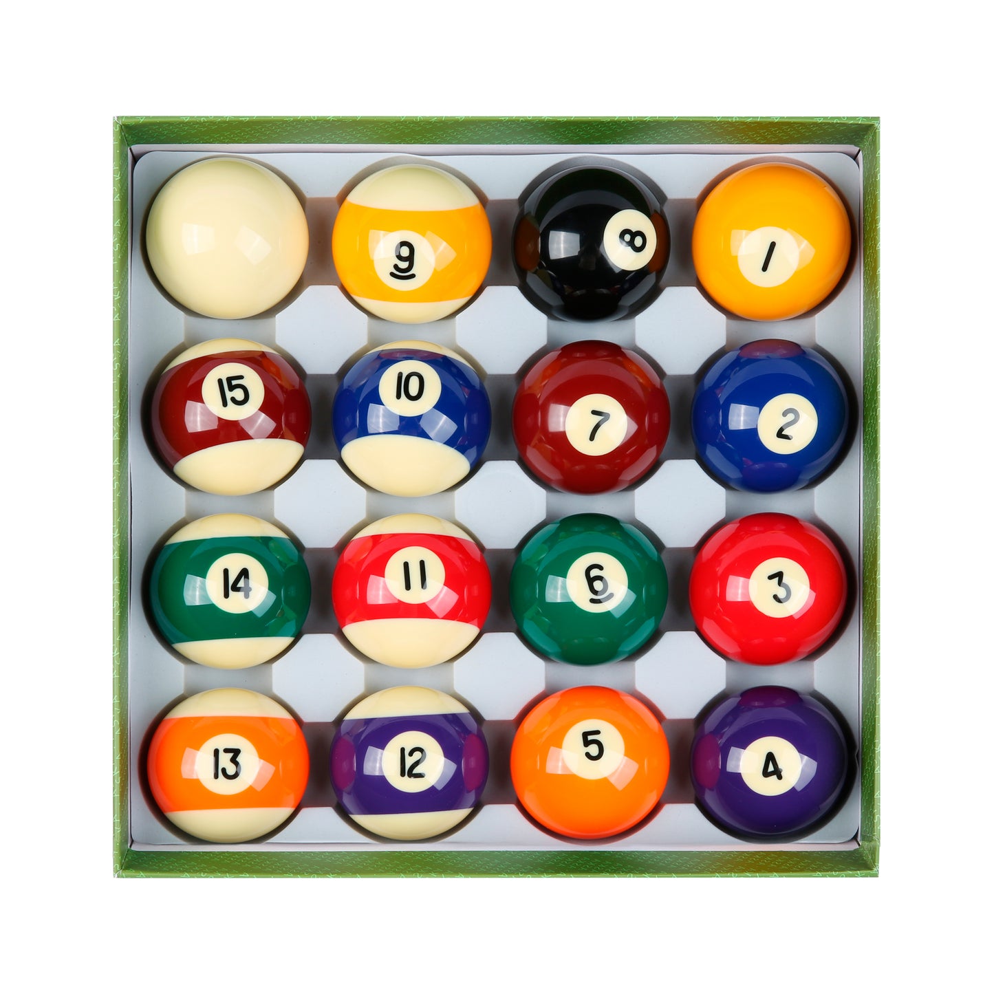 Aska Billiards Pool Boston Numbered Balls Set, 16 Balls Including a Cue Ball, 2 1/16 inch, PB116A billiard pool cue stick by ASKA