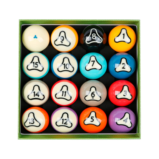Aska Billiards Grade A Pool Boston Numbered Balls Set, 16 Balls Including a Cue Ball, 2 1/4 inch, PB14