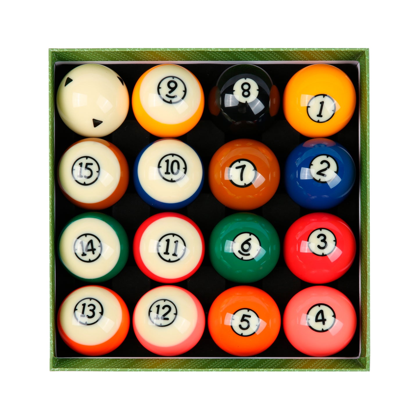 Aska Billiards Grade A Pool Boston Numbered Balls Set, 16 Balls Including a Cue Ball, 2 1/4 inch, PB15 billiard pool cue stick by ASKA