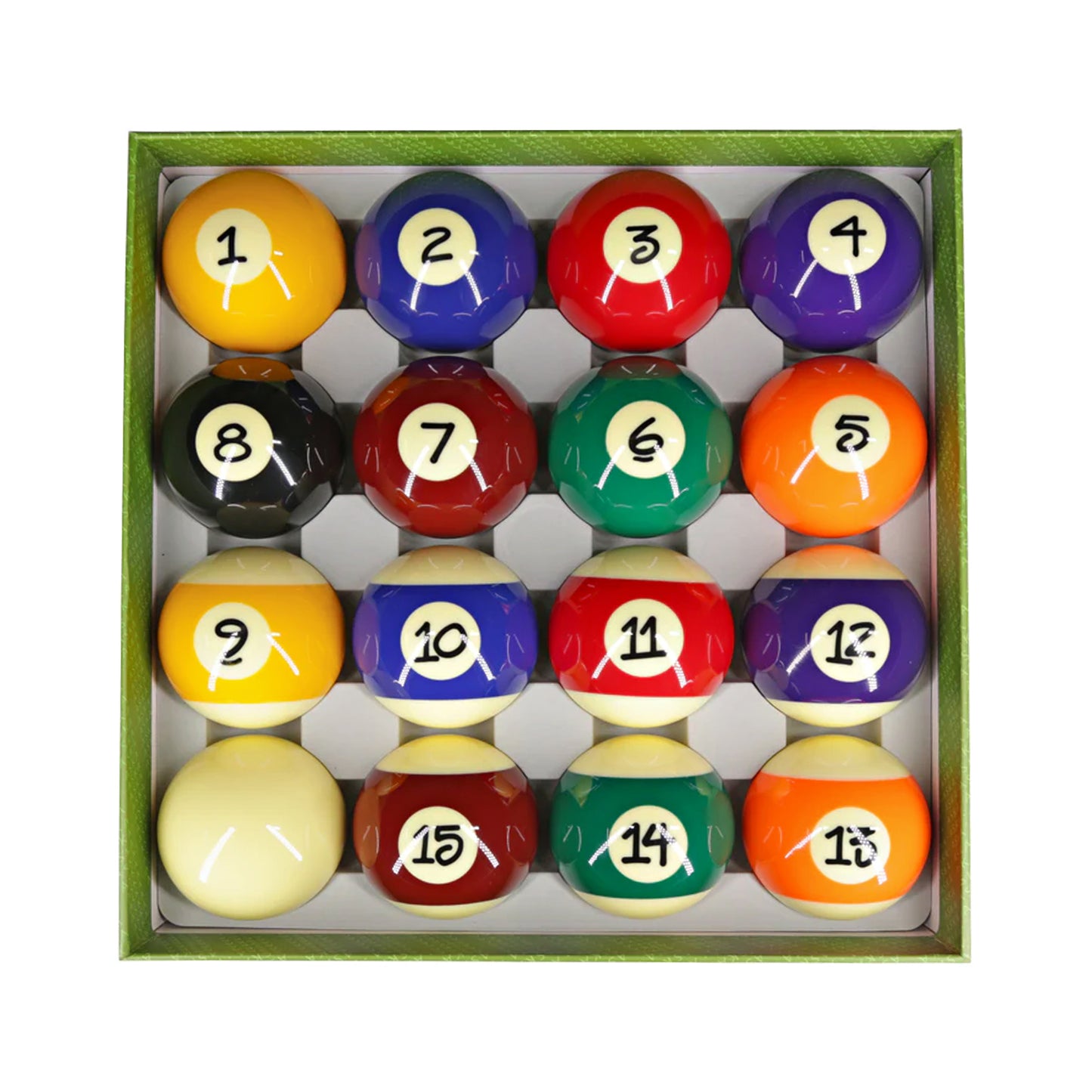 Aska Billiards Grade A Pool Boston Numbered Balls Set, 16 Balls Including a Cue Ball, 2 1/4 inch, PB17 billiard pool cue stick by ASKA