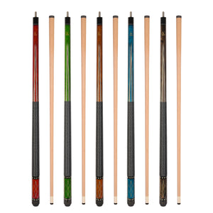 ASKA Set of 5 Pool Cue Sticks 58", Hard Rock Canadian Maple, 13mm Hard Glued On Tip, Mixed Weights and Colors, L22S5