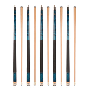 Set of 5 BLUE Aska L2 Billiard Pool Cues, 58" Hard Rock Canadian Maple, 13mm Hard Tip, Mixed Weights, L2S5BLU