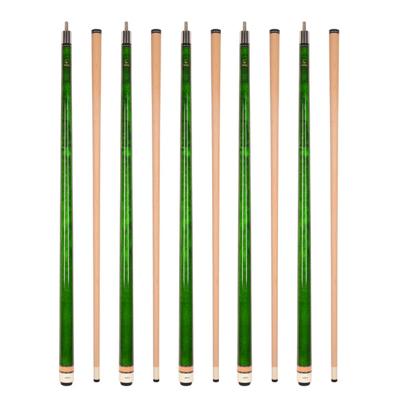 Set of 5 Aska L3 Green Pool Cue Sticks, 58