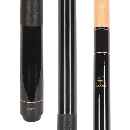 ASKA Pool Cue Black LEC, 58", 5/16x18 Joint, 13mm Leather Tip, LECBLK