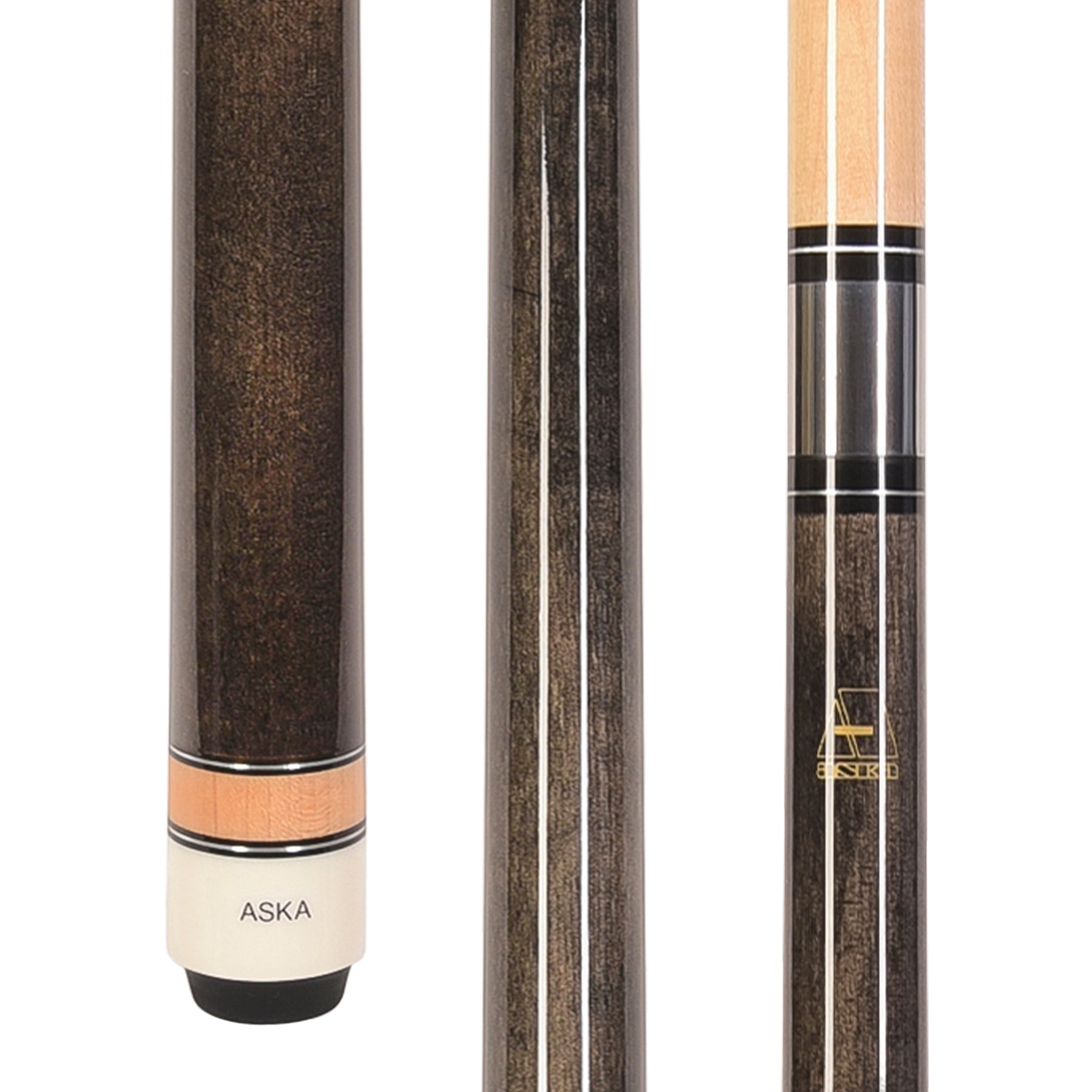 ASKA Smoke No Wrap Pool Cue Stick, 58 inch butt section detail. L3SM