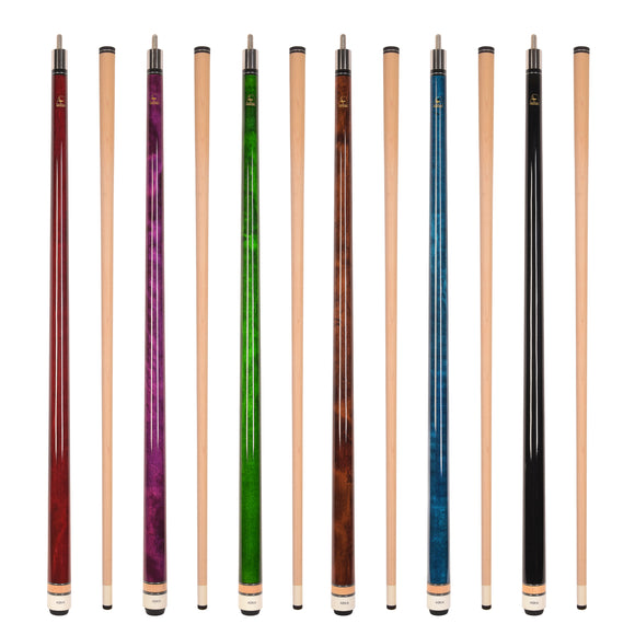 Set of 6 Aska L3 Pool Cue Sticks, 58