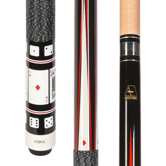 ASKA Poker DIAMONDS Cards and Dice Billiard Pool Cue, 58" Hard Rock Canadian Maple, Hard Tip, CD3