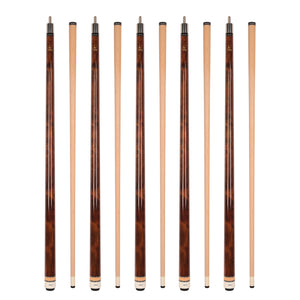 Set of 5 Aska L3 Brown Pool Cue Sticks, 58", 13mm Tip, Hard Rock Canadian Maple Shaft, Wrapless, L3S5BRN