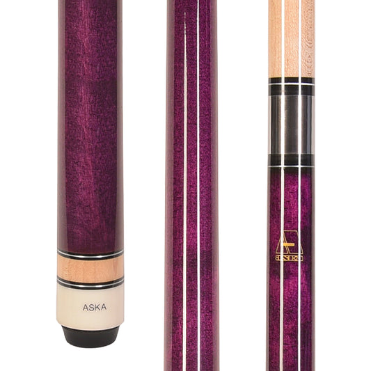 ASKA Purple No Wrap Pool Cue Stick showing butt and joint detail. L3PUR