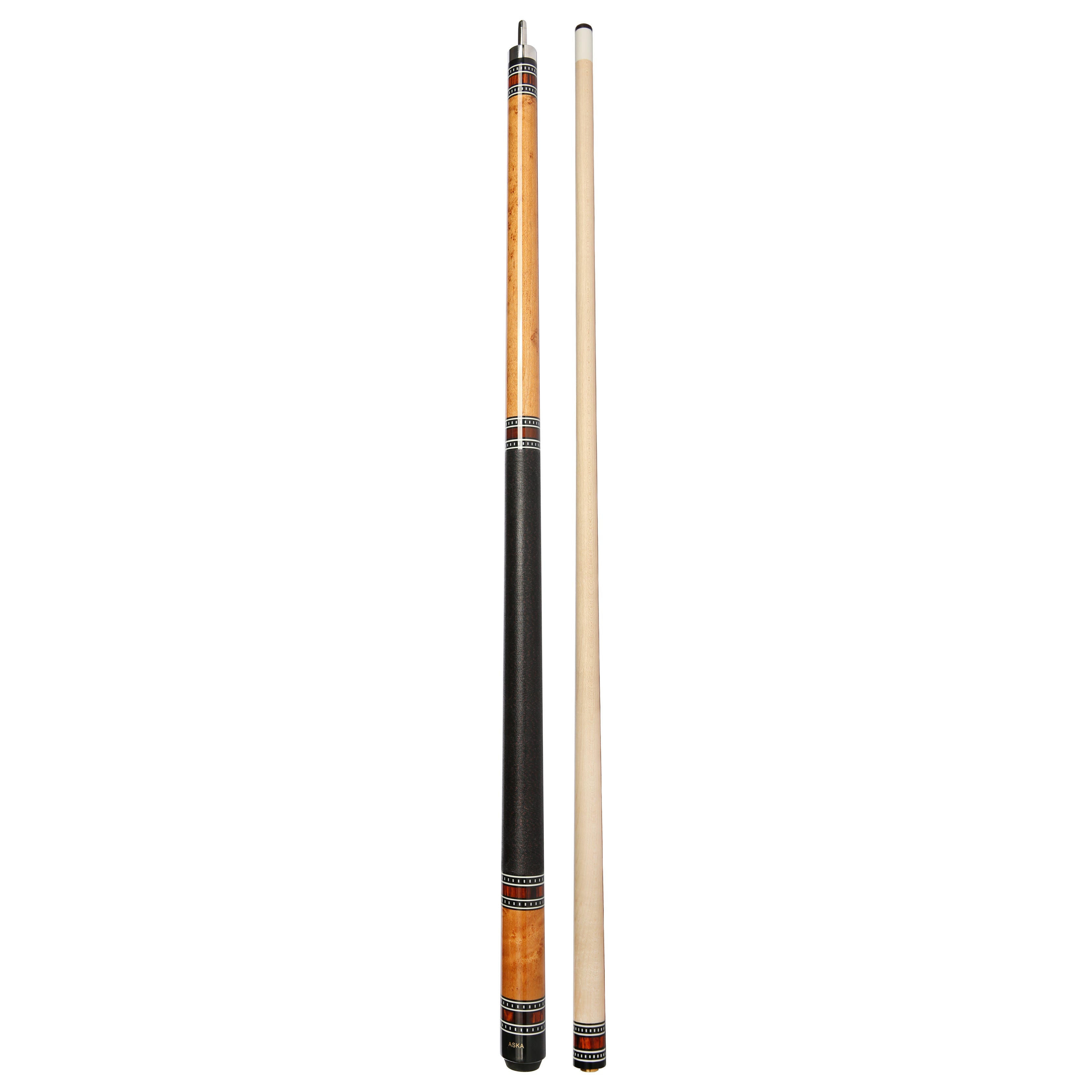 ASKA A1 Brown Pool Cue - Birdseye Maple with Irish Linen Wrap