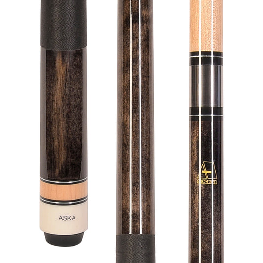 ASKA Smoke pool cue butt and shaft close-up details. L2SM