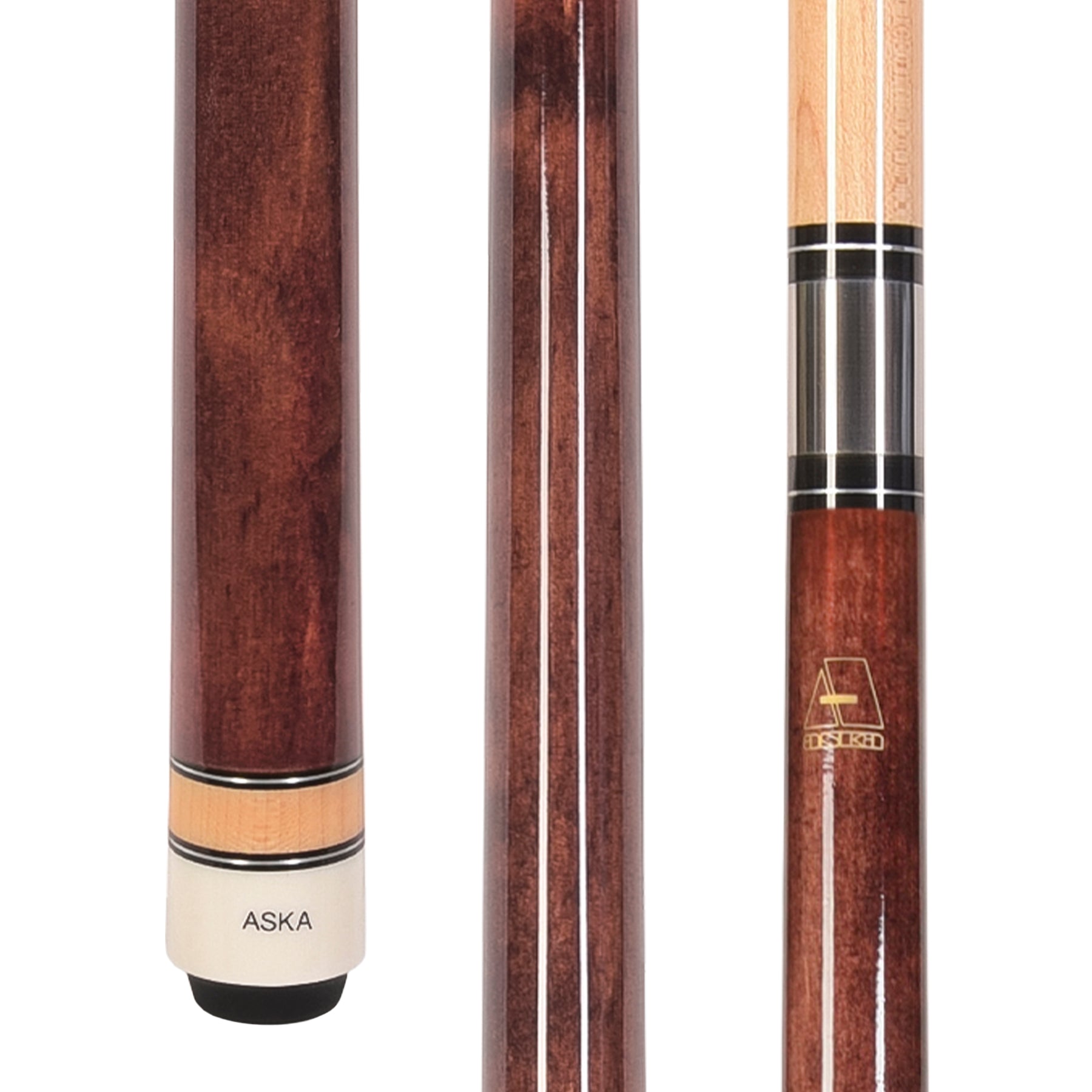 ASKA Mahogany No Wrap Pool Cue Stick, 58" Hard Rock Canadian Maple L3MAH