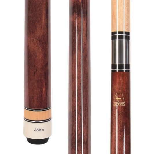 ASKA Mahogany No Wrap Pool Cue Stick, 58" Hard Rock Canadian Maple L3MAH