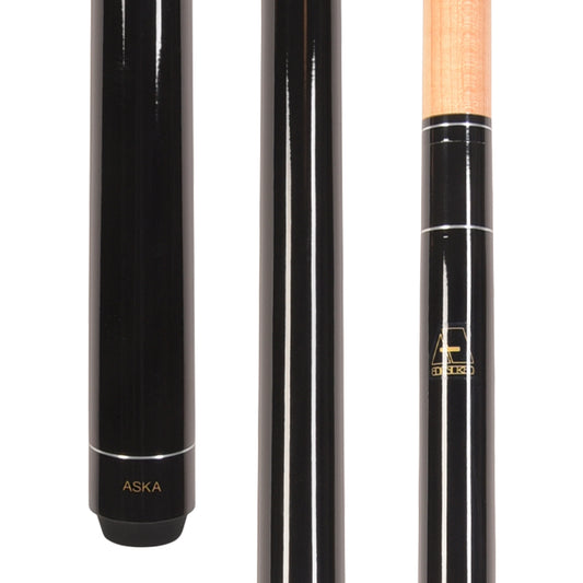 ASKA Pool Cue Black LECN, 58", 5/16x18 Joint, 13mm Leather Tip, (LECNBLK)