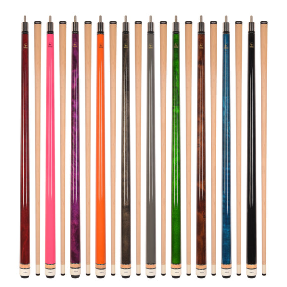 Set of 10 Aska L3 Pool Cue Sticks, 58