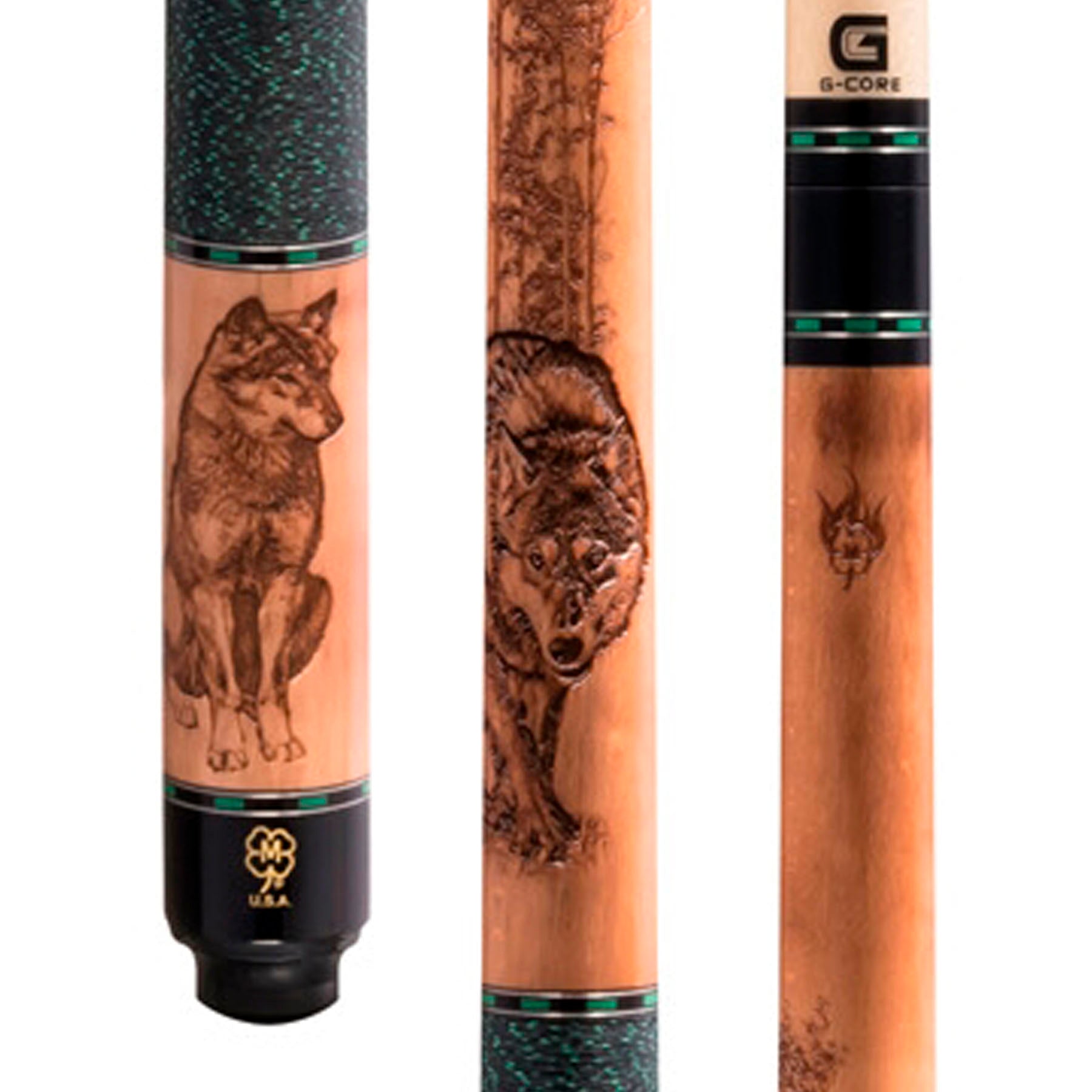 McDermott Pool Cue G338 Walnut Maple Wildfire Wolves – Aska Billiards