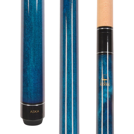 ASKA Pool Cue Blue LECN, 58", 5/16x18 Joint, 13mm Leather Tip, (LECNBLU)