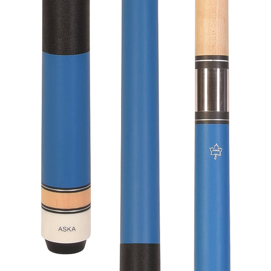 ASKA Matte Blue Pro 58-Inch Pool Cue Stick close-up views. L2MBLU