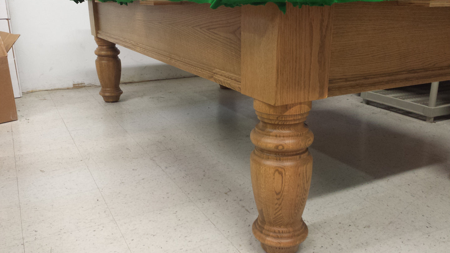 Turned wooden legs and frame side profile view